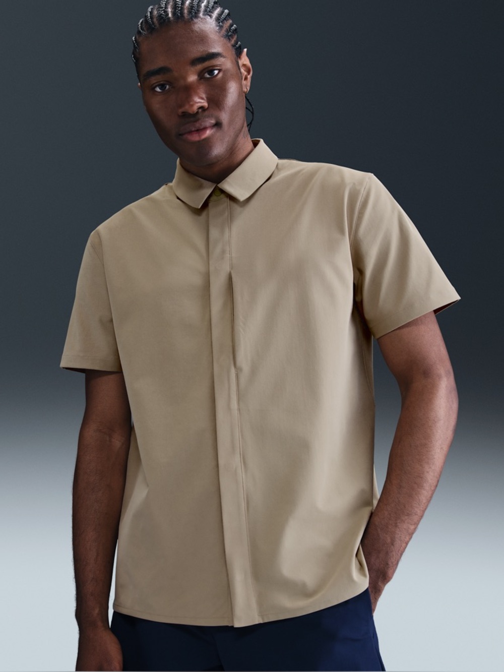 Nike 24.7 Perfect Stretch Dri-Fit Top Snap Button Shirt HQ6958-253 Men’s Size L